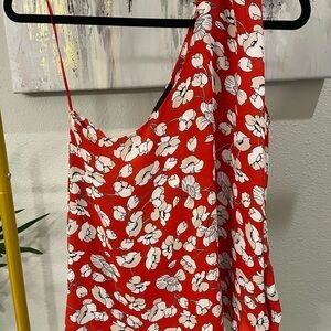 Cynthia Rowley Red and White Floral Off The Shoulder Blouse